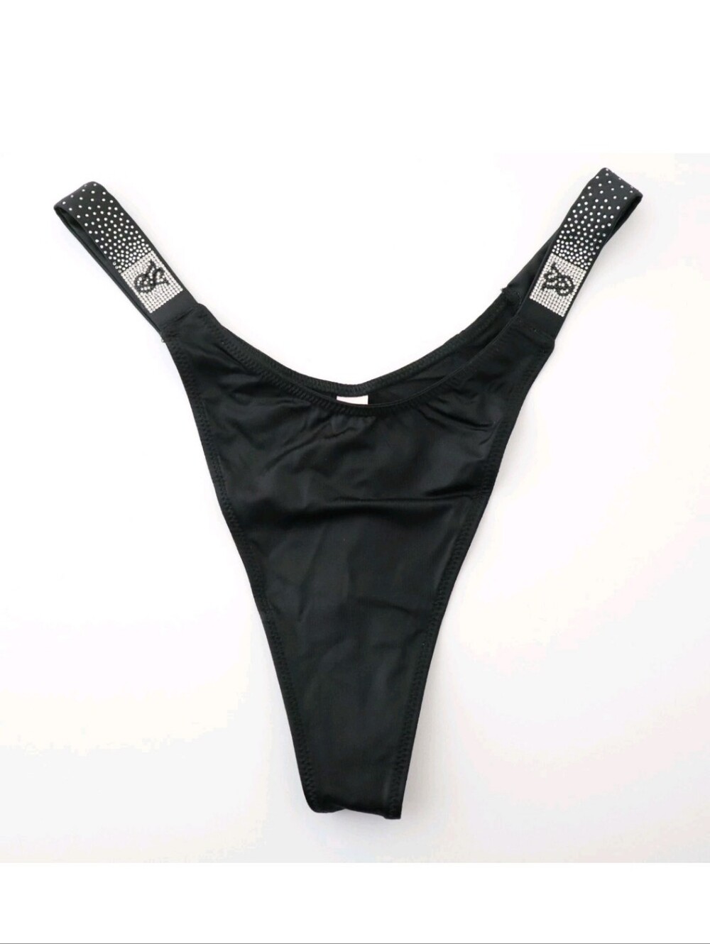 Victoria's Secret Very Sexy Scattered Shine Strap Thong Panty BLACK XLARGE